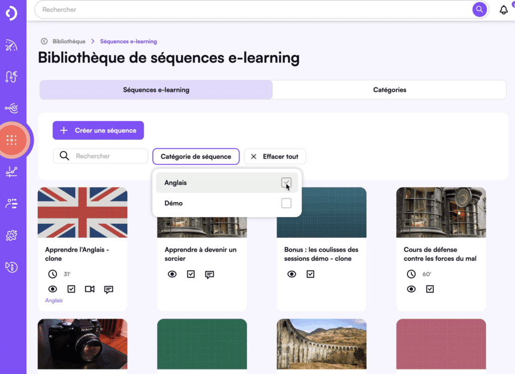Catégories séquences E-learning Digiforma