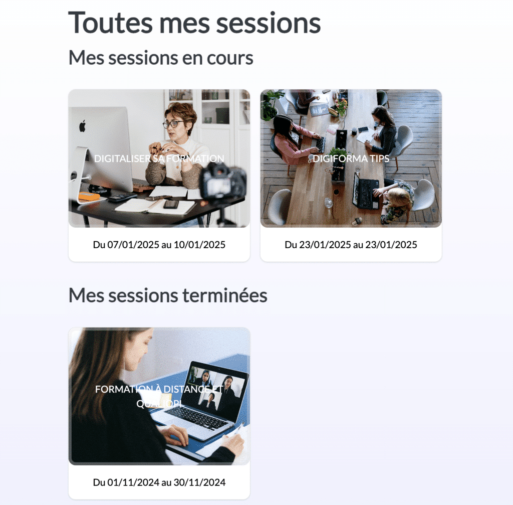 Tri des sessions espace intervenant Digiforma