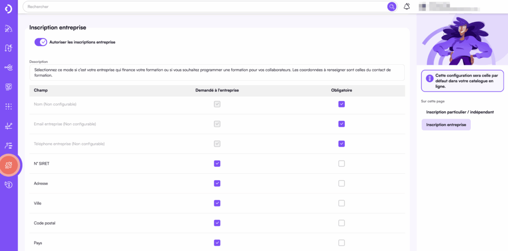 Filtrage des inscriptions sur le Catalogue en ligne Digiforma