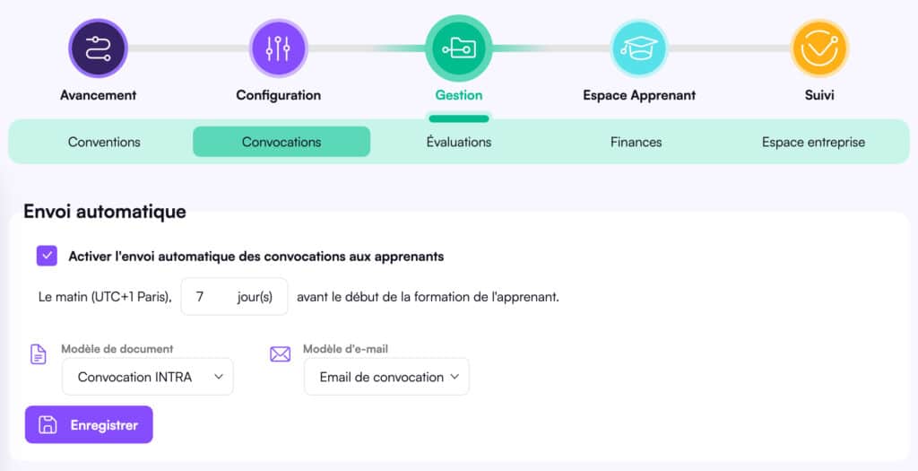 Envoi automatisé des convocations dans Digiforma