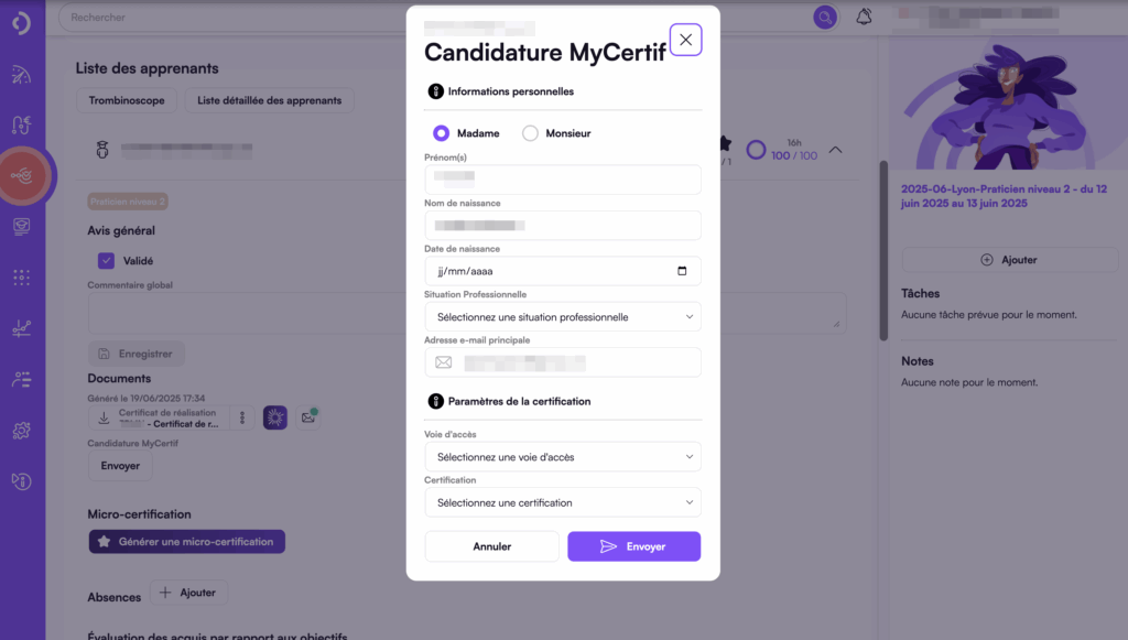 Candidature synchronisée entre Digiforma et Digiforma Certif