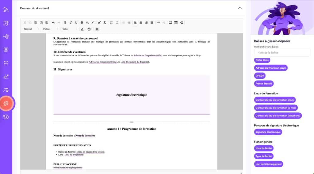 Balise de signature électronique dans les documents Digiforma