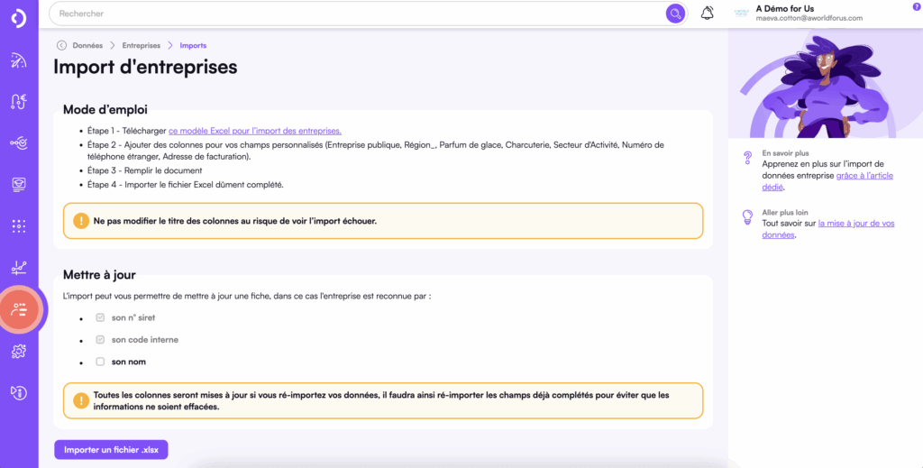 Import de champs personnalisés avec liste déroulante dans Digiforma
