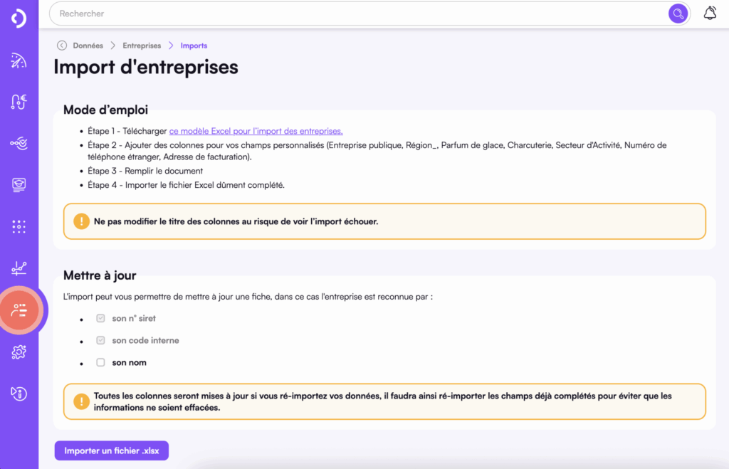 Import de champs personnalisés avec liste déroulante dans Digiforma