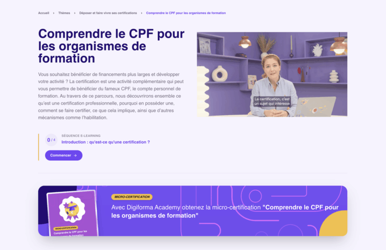 Parcours CPF sur l'Academy Digiforma