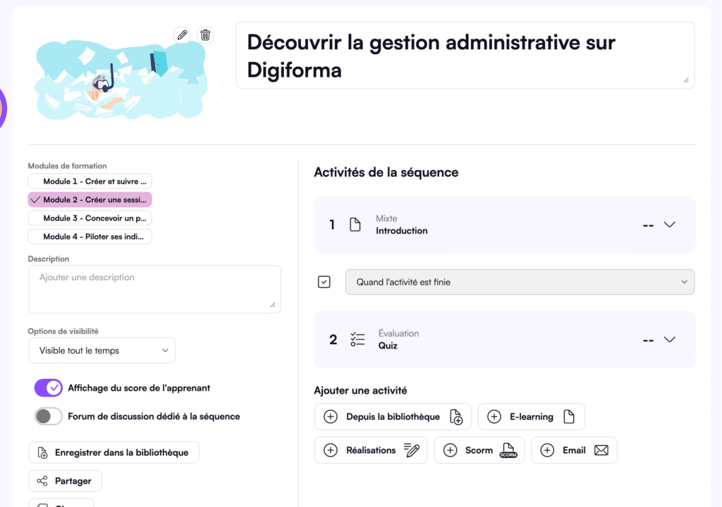Nouvelle UX des séquences e-learning Digiforma