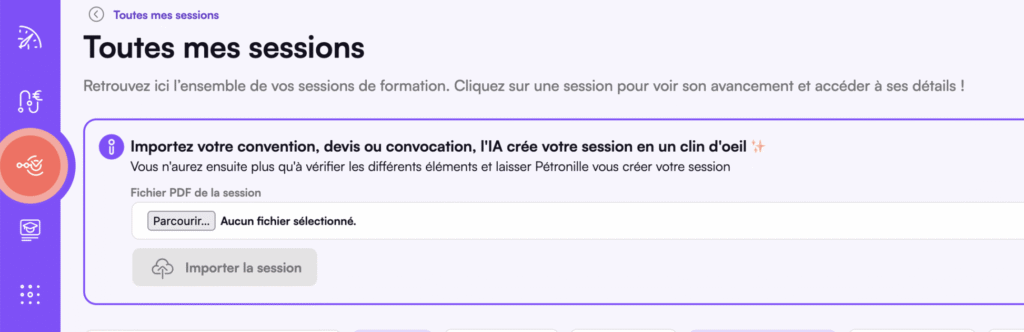 Création de sessions via fichier PDF dans Digiforma